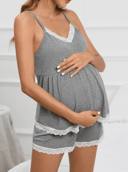 Maternity Lace Trim PJ Set