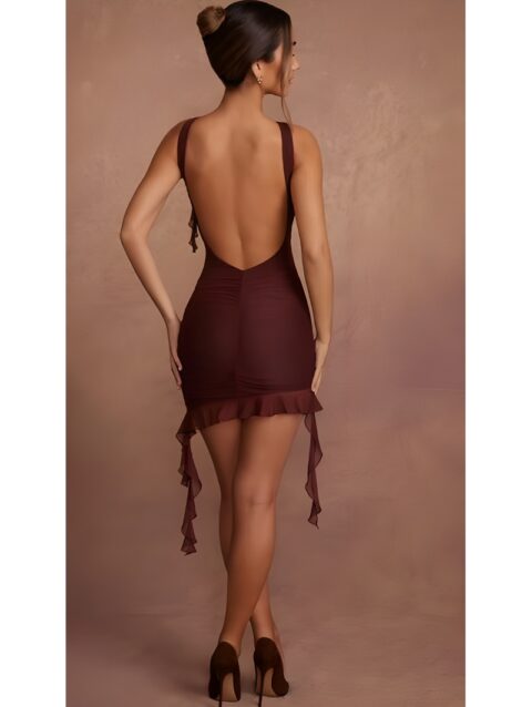 BACKLESS RUFFLE MINI DRESS