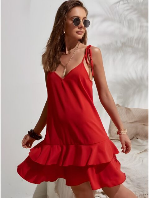 Ruffle Hem Cami Dress rec color