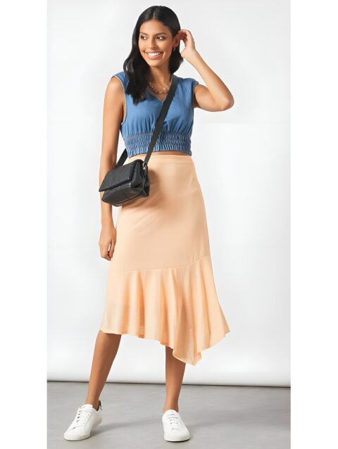 Asymmetrical Ruffle Hem Skirt