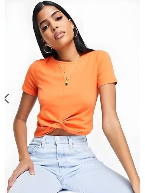 Cropped Twist Front Tee