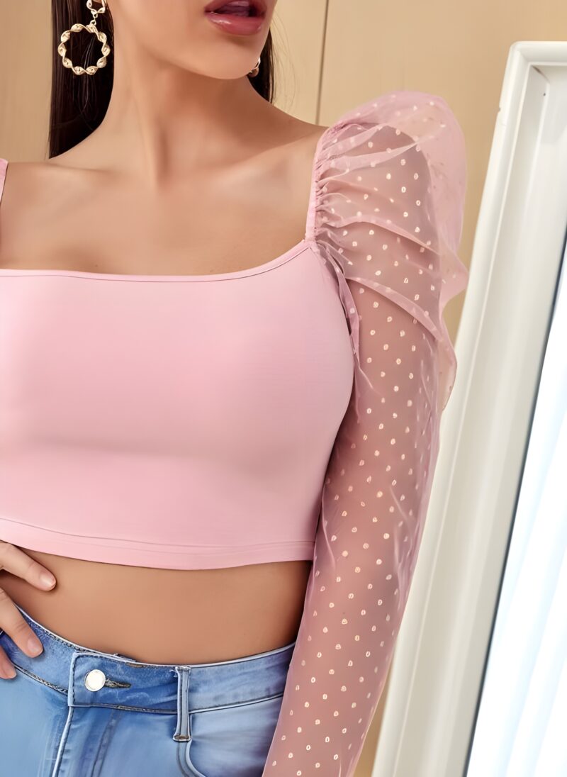 Gigot Sleeve Crop Top