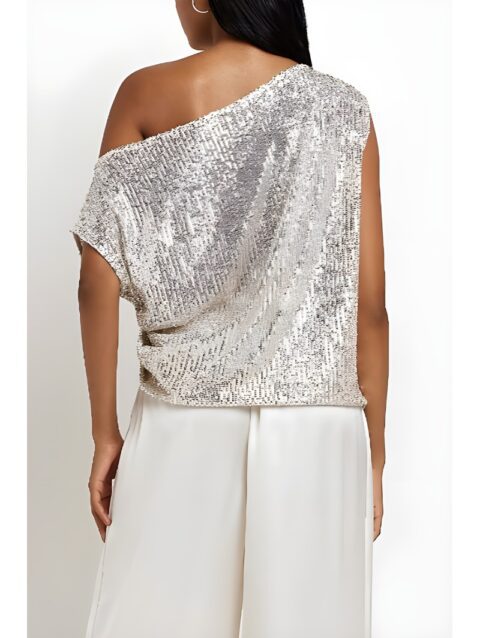 One-Shoulder Sequin Top