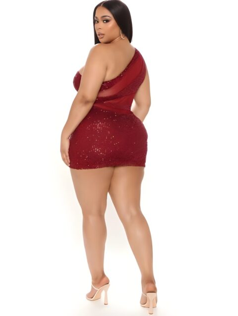 Plus Size Sequined Mini Dress