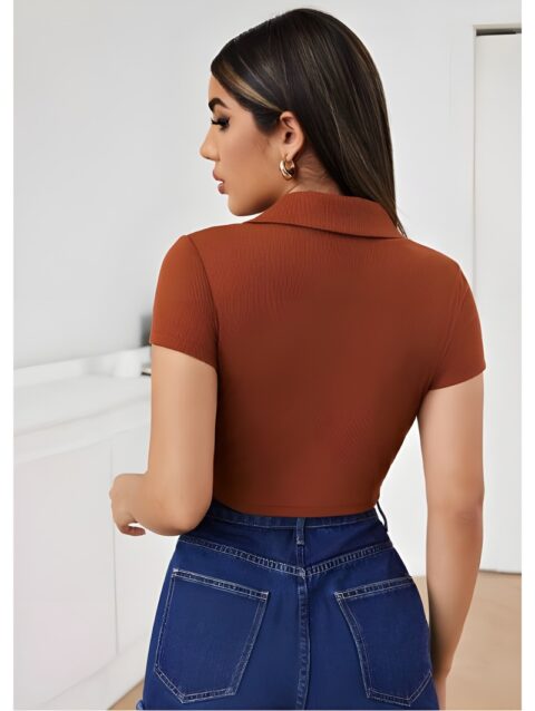 Ruched Zip Crop Top Pattern