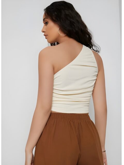 one shoulder ruched top