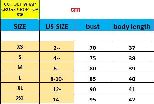 CUT OUT WRAP CROSS CROP TOP CUT OUT WRAP CROSS CROP TOP