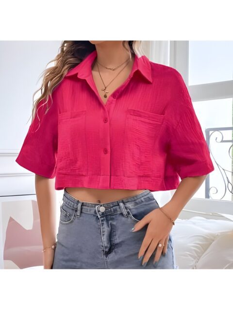 Drop Shoulder Crop Shirt