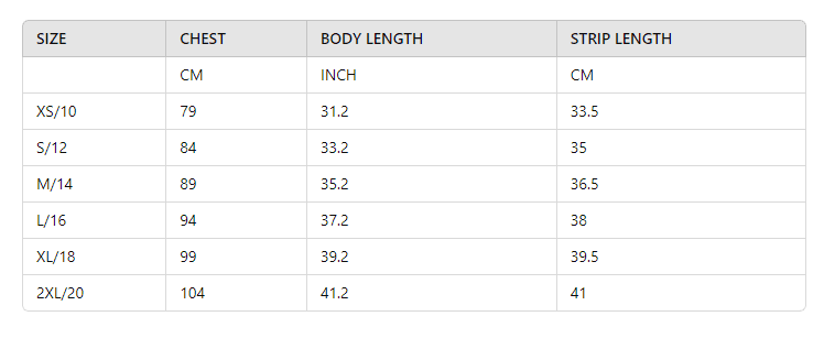 new size chart size chart