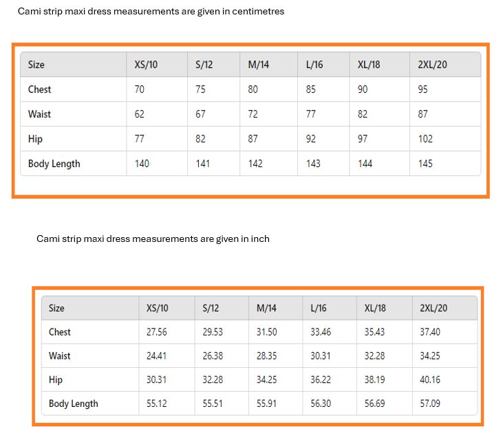 size chart-41 Strappy Long Dress