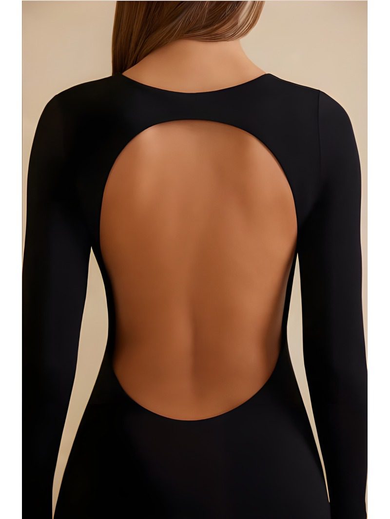 Long sleeve back open mini dress (5) Open Back Long Sleeve Mini Dress