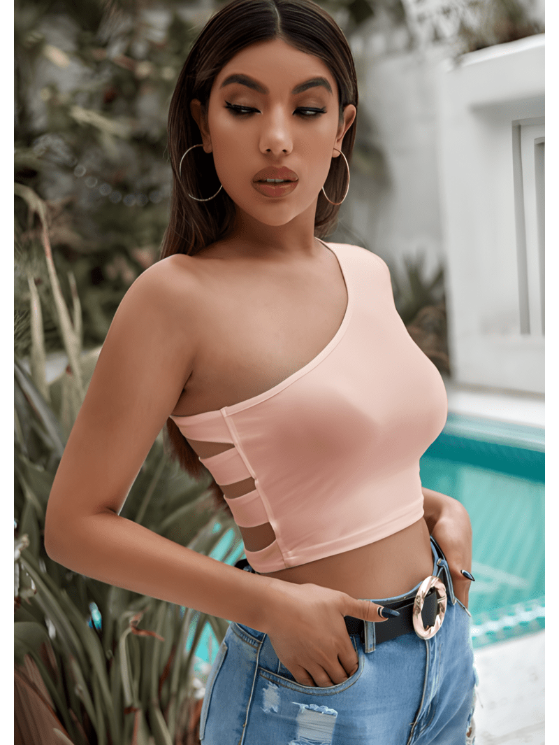 One-shoulder cut-back crop tee (5) One-Shoulder Crop Tee Sewing Pattern