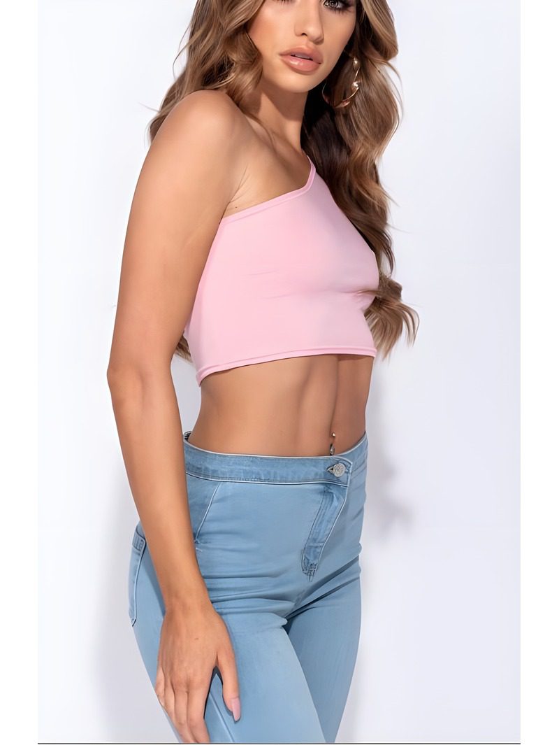 One shoulder long sleeve crop top (4) One shoulder long sleeve crop top