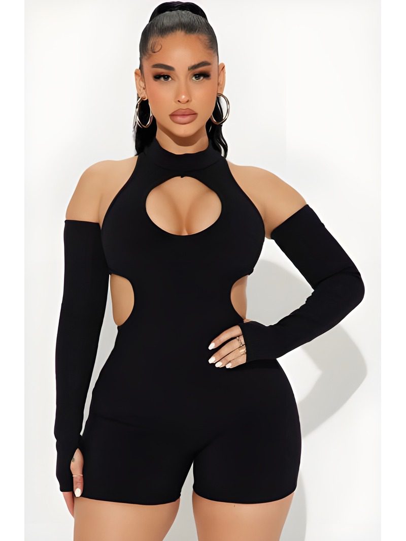 Open Back Romper Open Back Romper black