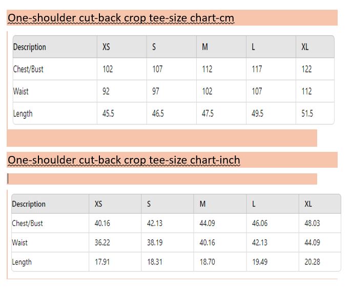 size chart-132 One-Shoulder Crop Tee Sewing Pattern