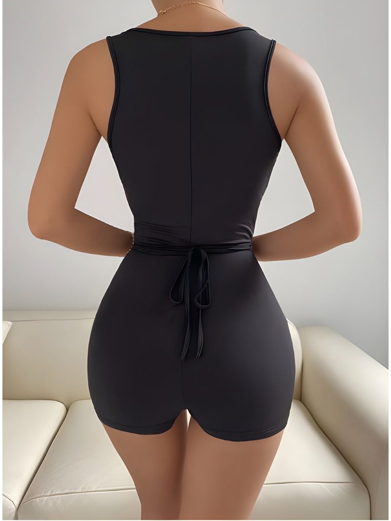 Cut-Out Front Romper - black-sewing pattern-sex romper pattern Cut-Out Front Romper