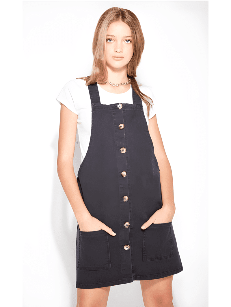 Denim Dungaree Dress (1) Denim Dungaree Dress
