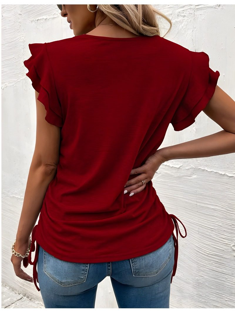 Flutter Sleeve Drawstring Tee (2) Flutter Sleeve Drawstring Tee
