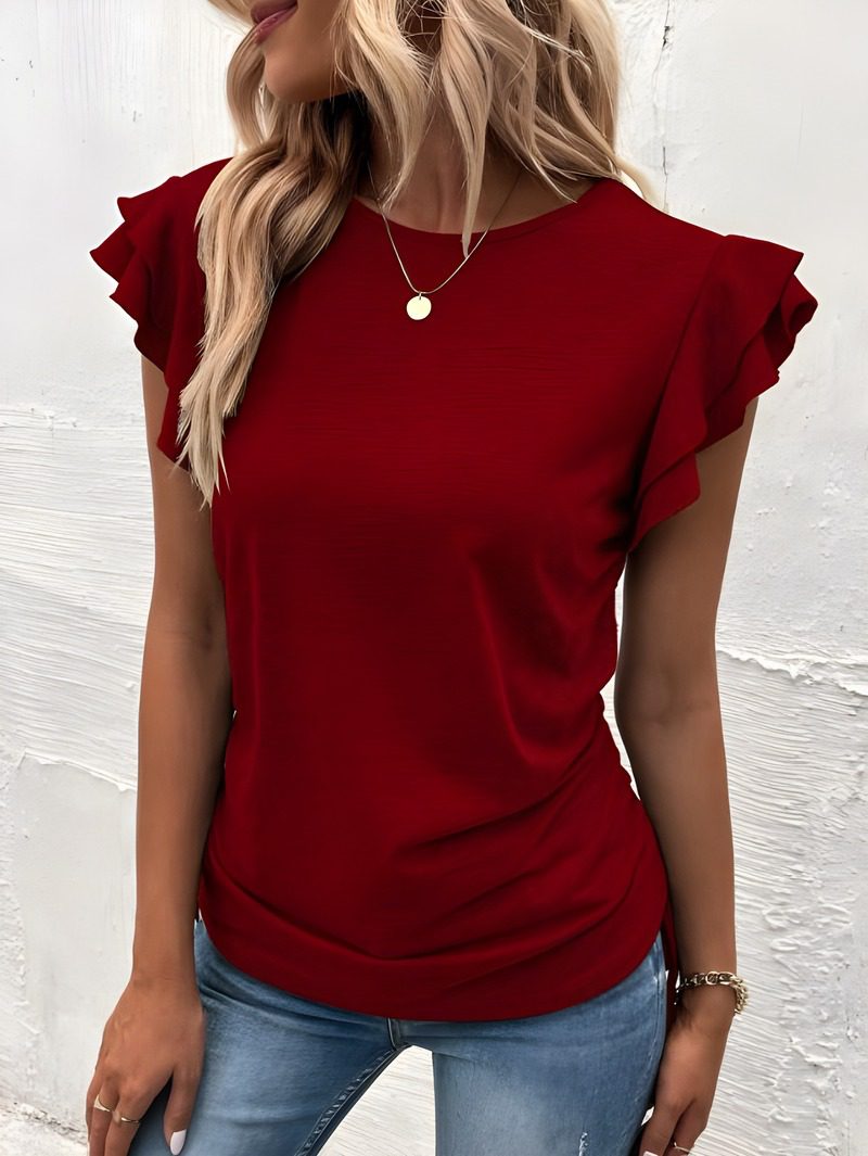 Flutter Sleeve Drawstring Tee (3) Flutter Sleeve Drawstring Tee