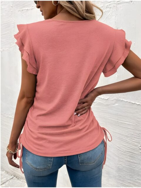Flutter Sleeve Drawstring Tee