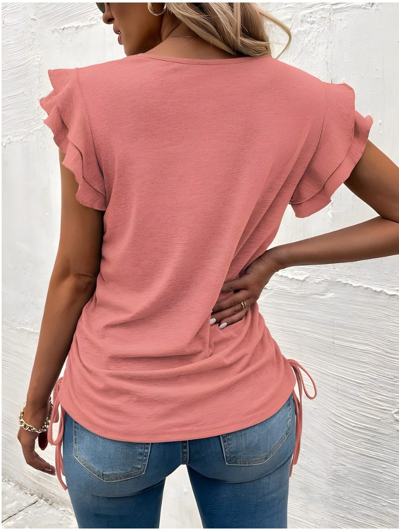 Flutter Sleeve Drawstring Tee (4) Flutter Sleeve Drawstring Tee