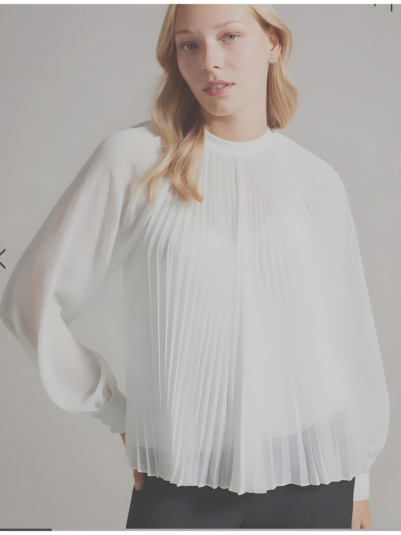 Pleated Blouse ,white . sewing patetrn Pleated Blouse