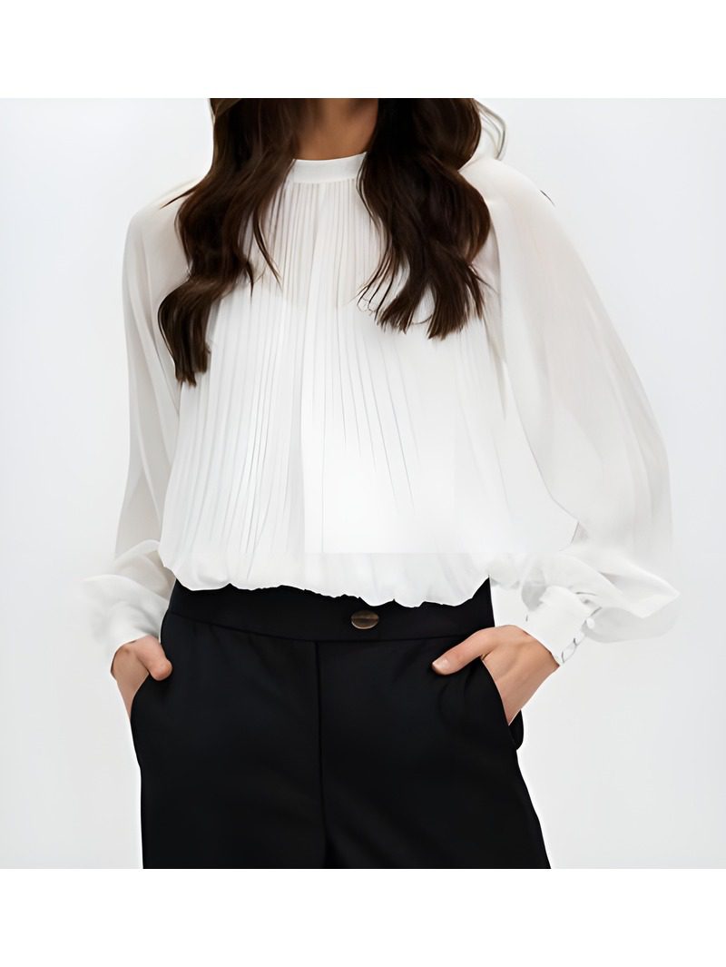Pleated Blouse ,white . sewing patetrn Pleated Blouse