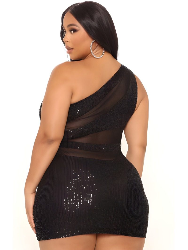 Plus Size Sequined Mini Dress (2) Plus Size Sequined Mini Dress
