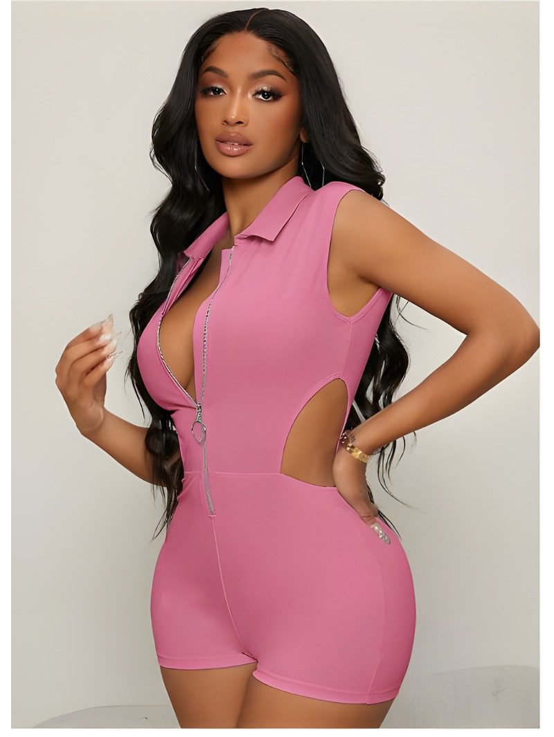 front zipper cut-out romper (5) front zipper cut-out romper