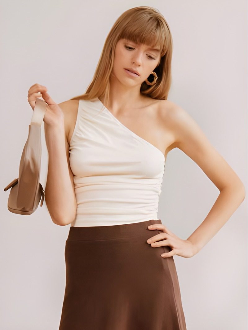 one shoulder ruched top one shoulder ruched top