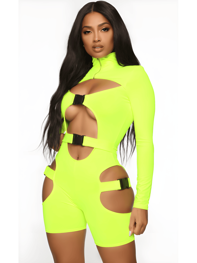 Buckle Up Mock Neck Romper Buckle Up Mock Neck Romper