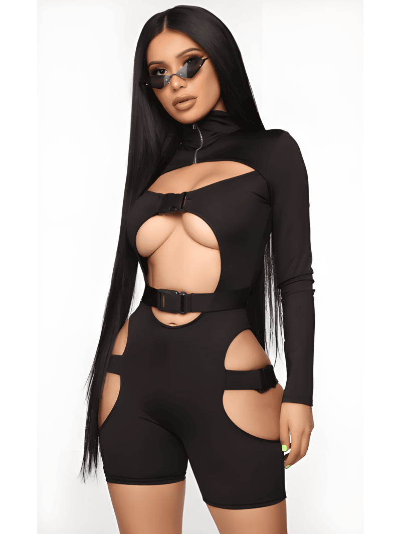 Buckle Up Mock Neck Romper Buckle Up Mock Neck Romper