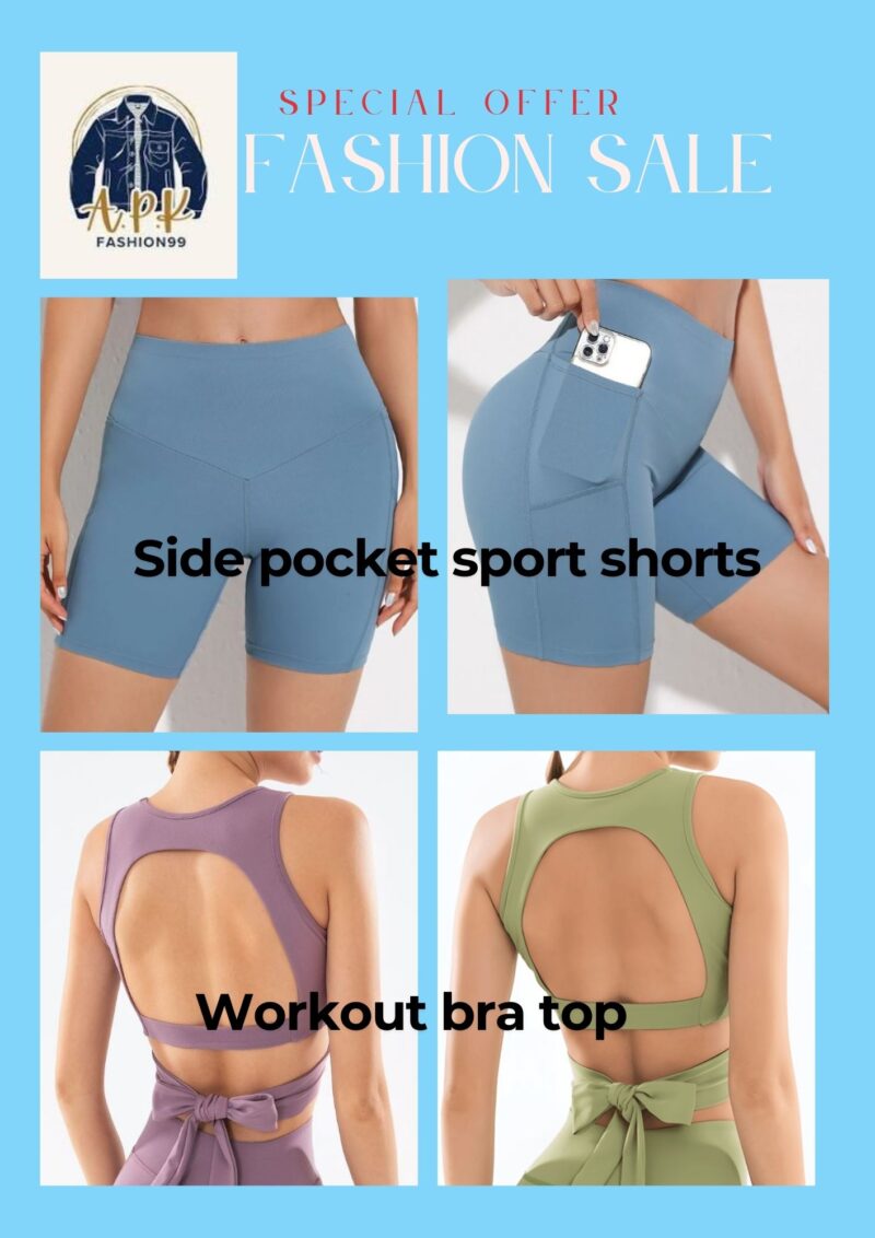 Workout Bra Top & Side Pocket Shorts