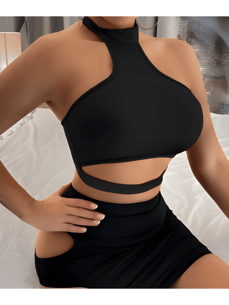 Cut-Out Halter Top & Skirt (1) Cut-Out Halter Top