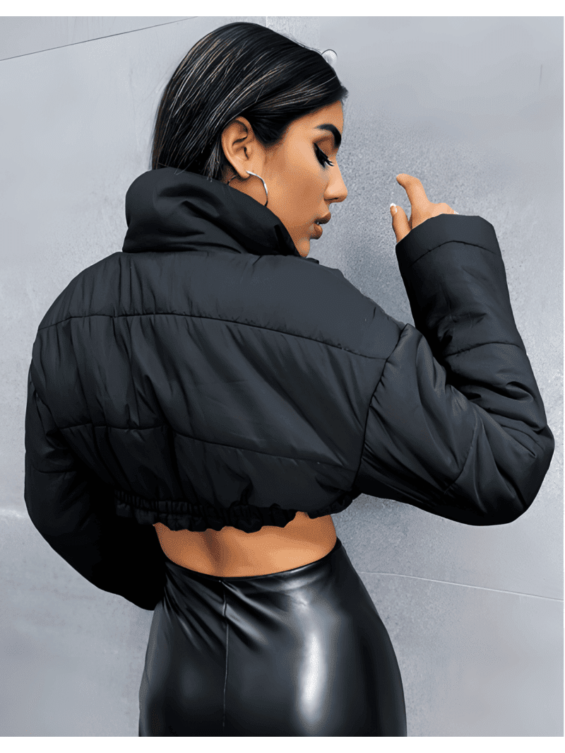 Drop Shoulder Zip-Up Cropped Puffer Coat (2) Drop Shoulder Zip-Up Cropped Puffer Coat