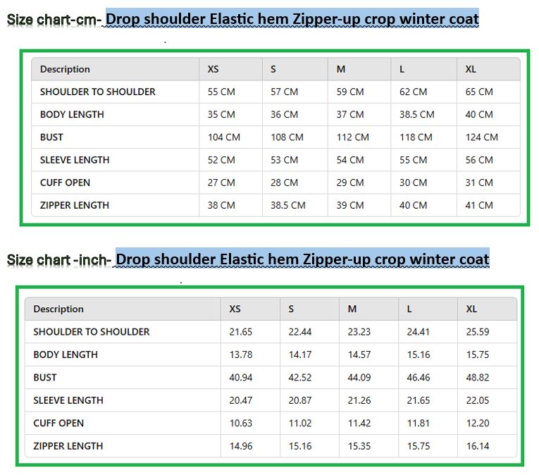 Drop Shoulder Zip-Up Cropped Puffer Coat Drop Shoulder Zip-Up Cropped Puffer Coat