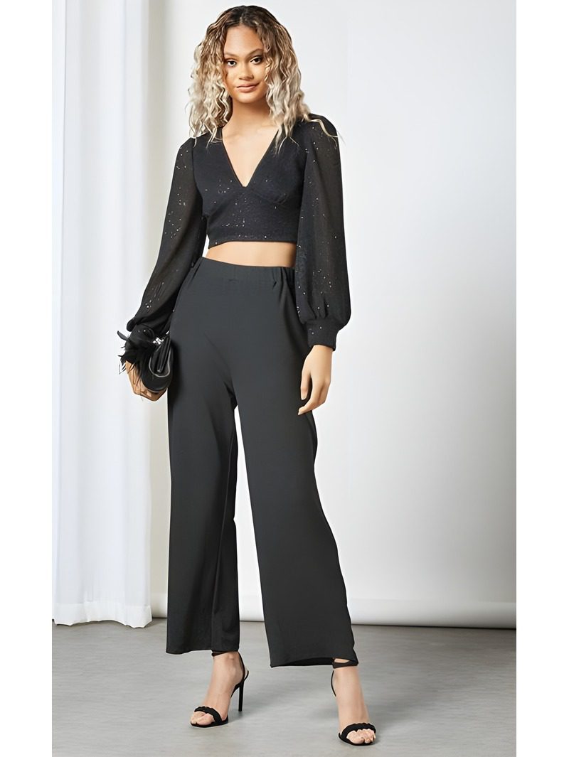 Sequins long sleeve blouse (1) black