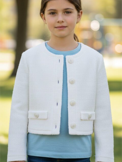 WHITE-Grills Tweed Jacket
