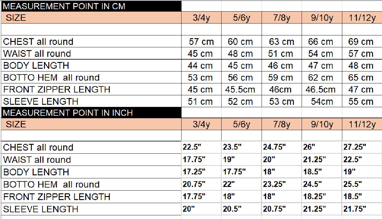 size chart