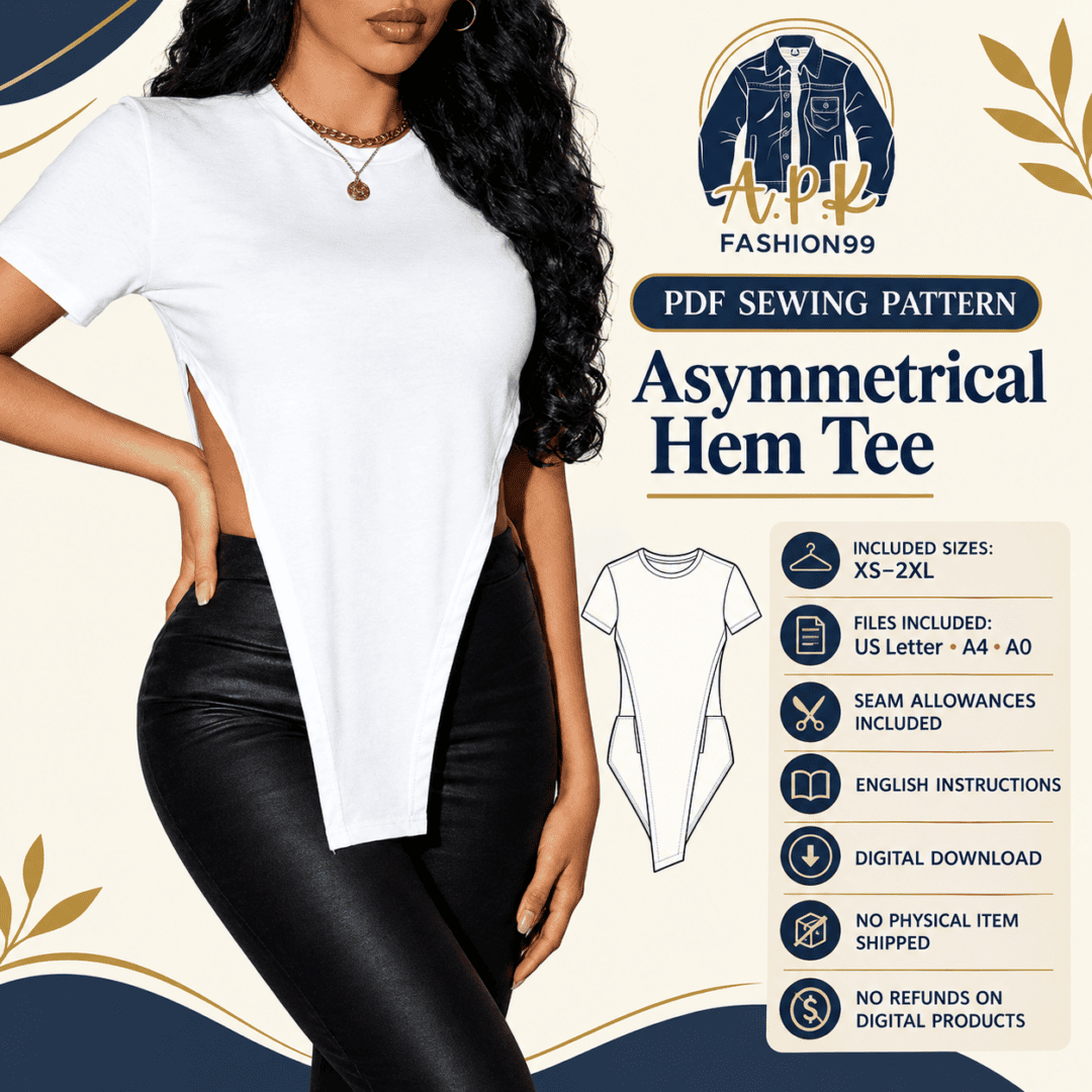 Asymmetrical Hem Tee Sewing Pattern