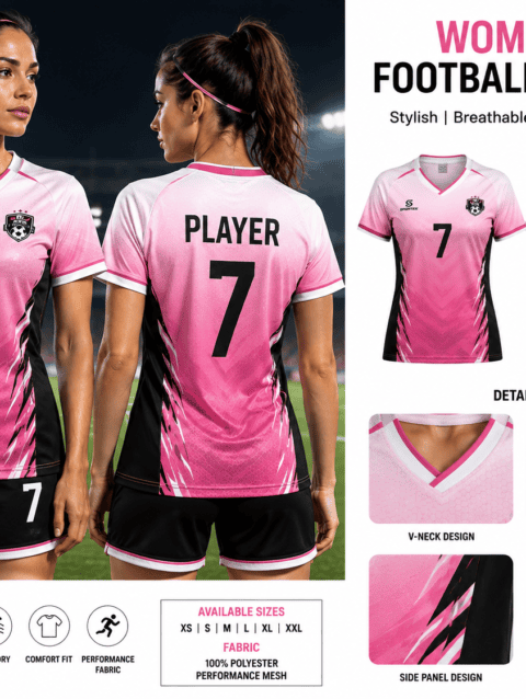 Women’s Football Jersey Sewing Pattern PDF | V-Neck Sports Shirt for Women | XS–3XL