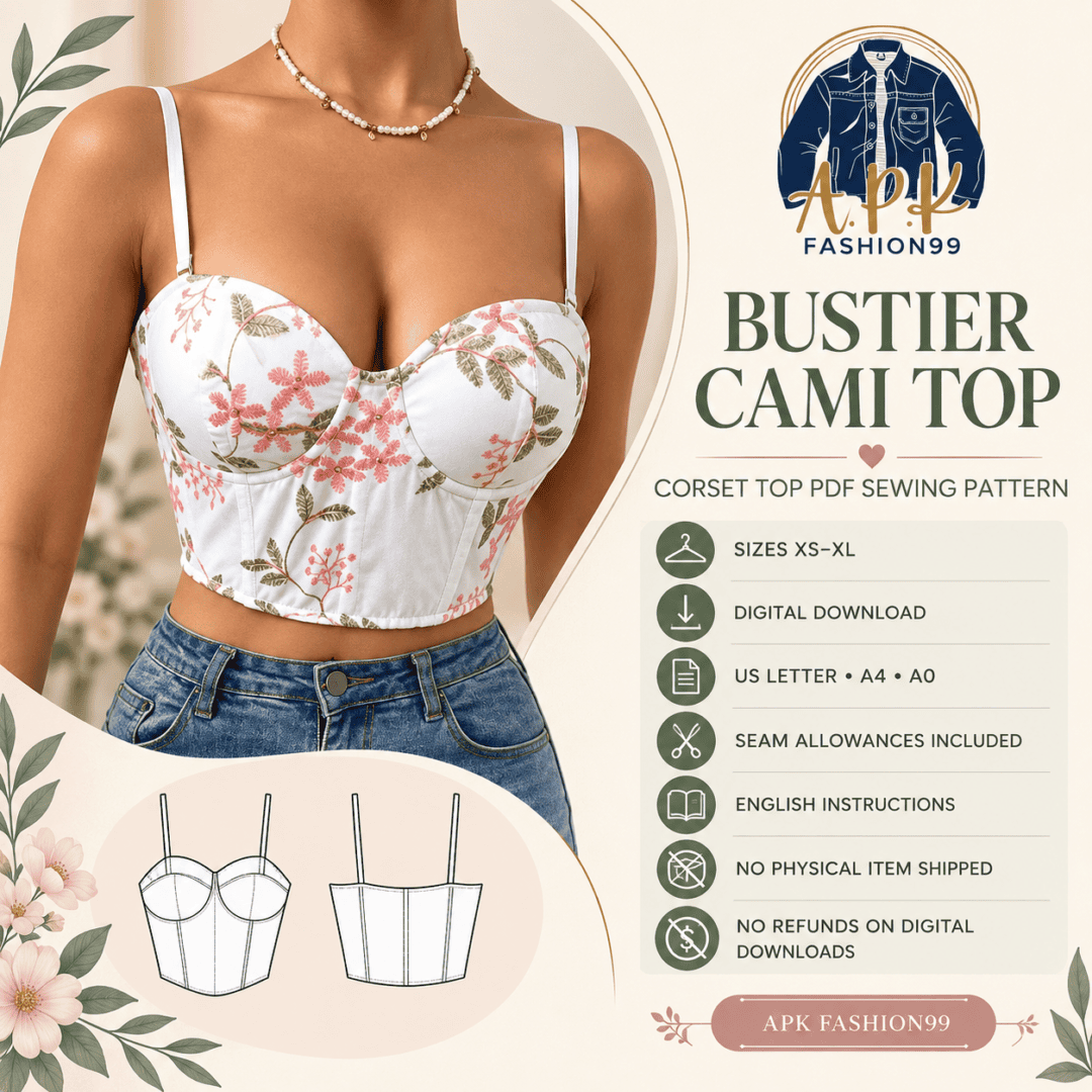 Floral Bustier Cami Sewing Pattern Cover