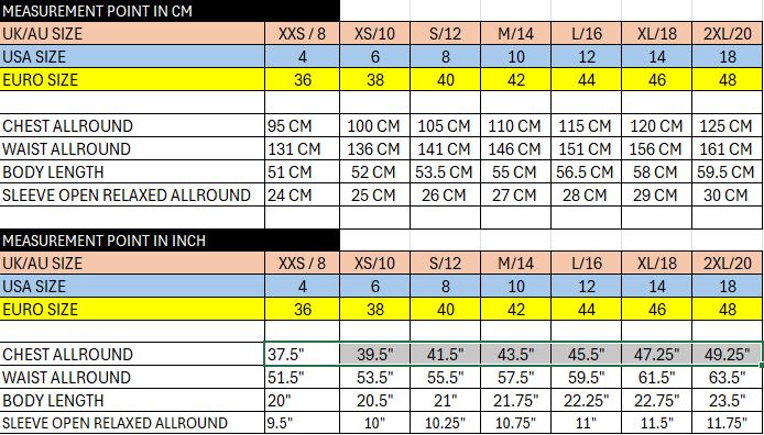 SIZE CHART-A